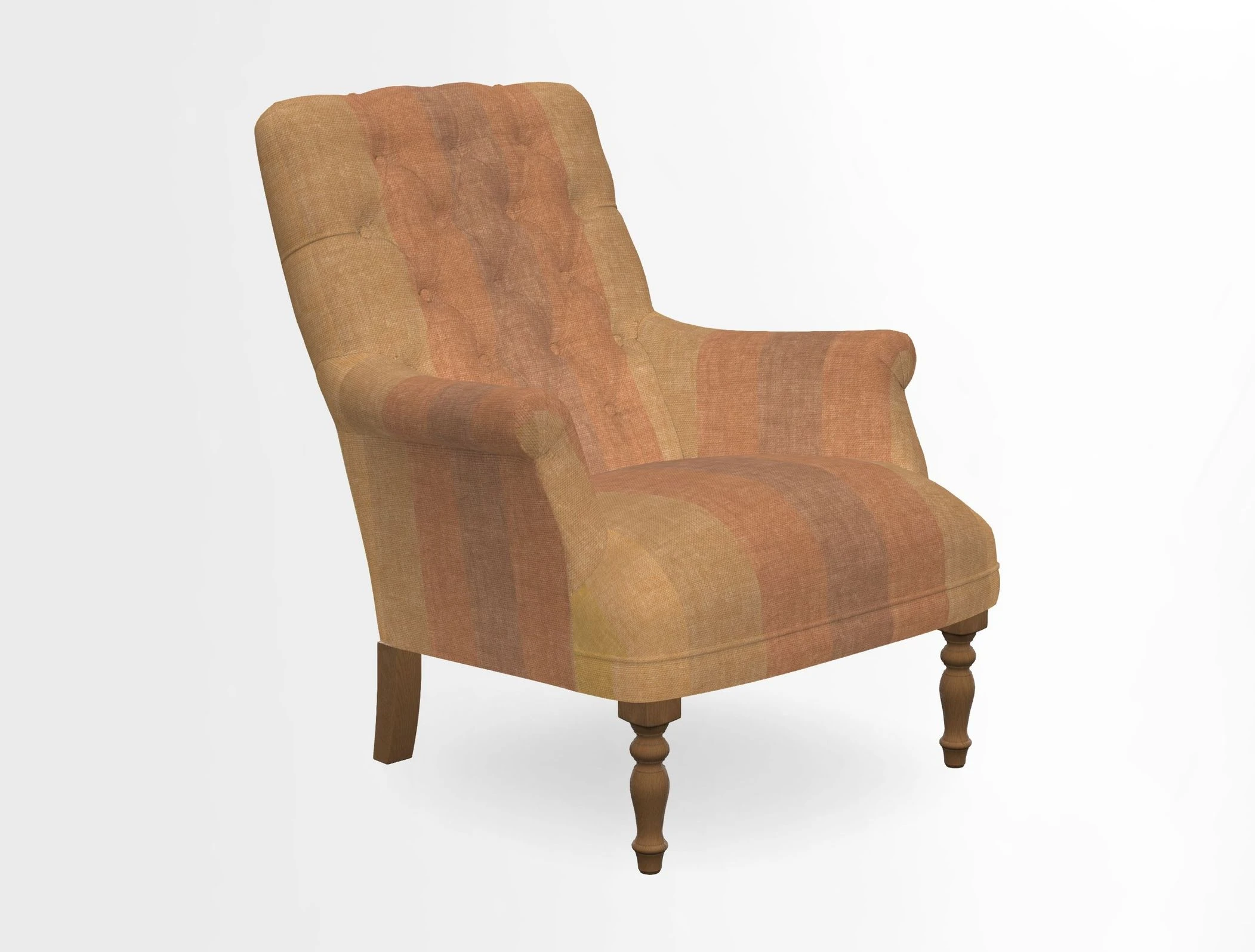 Snape Button Back chair in Spill Resistant V&A Bird & Rabbit Dark Green and Cube footstool in Spill Resistant RHS Etta's Stripe Ink