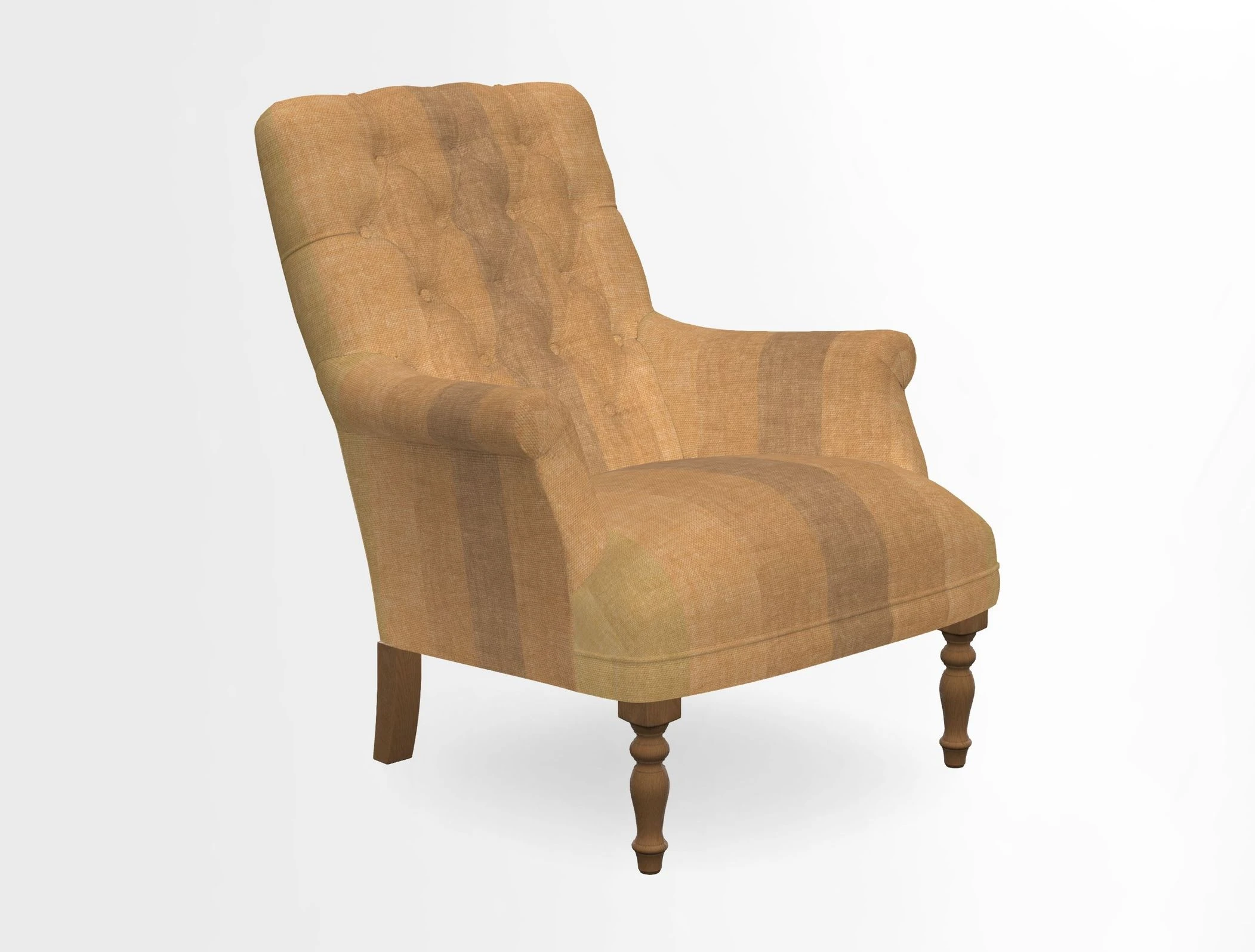 Snape Button Back chair in Spill Resistant V&A Bird & Rabbit Dark Green and Cube footstool in Spill Resistant RHS Etta's Stripe Ink