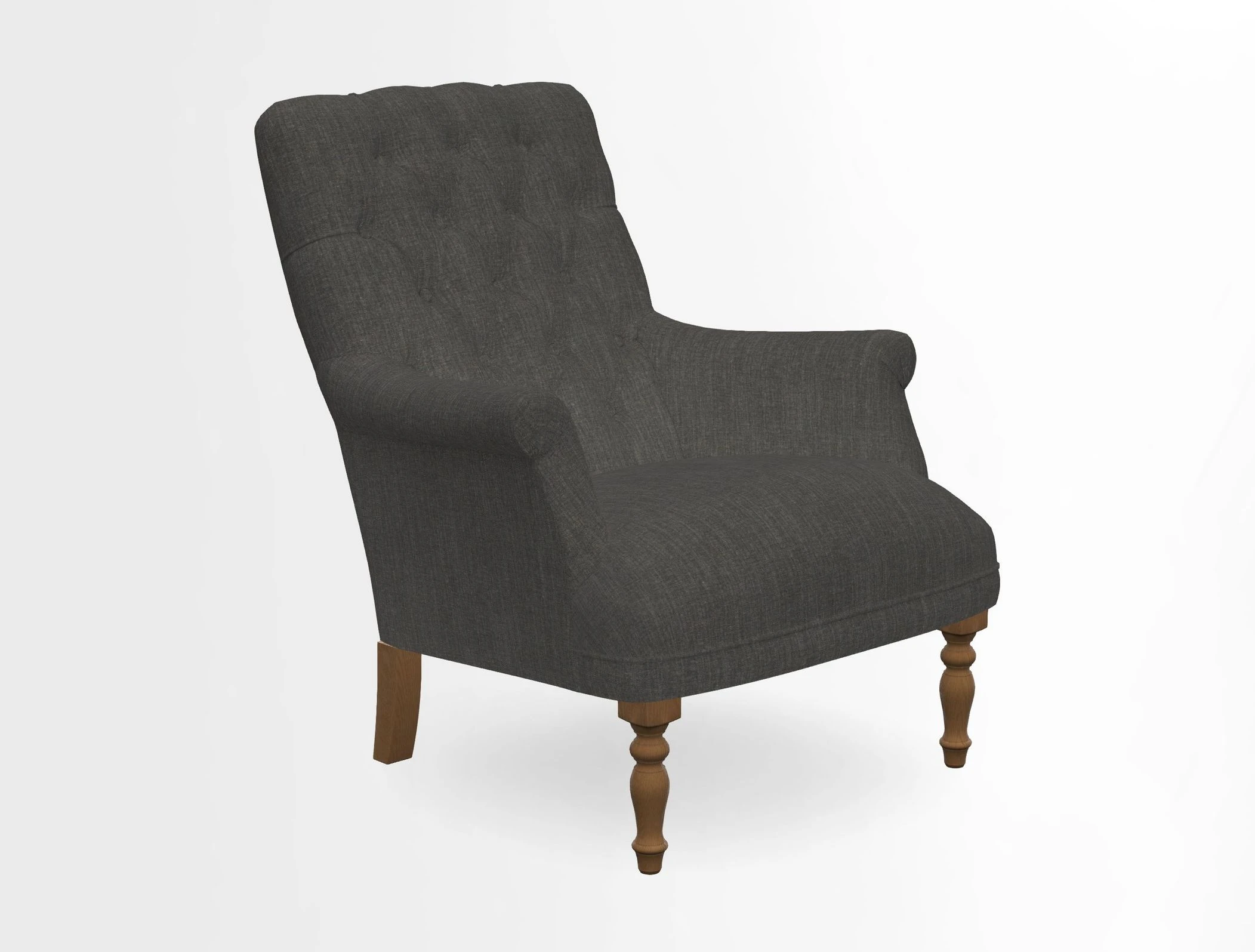 Snape Button Back chair in Spill Resistant V&A Bird & Rabbit Dark Green and Cube footstool in Spill Resistant RHS Etta's Stripe Ink