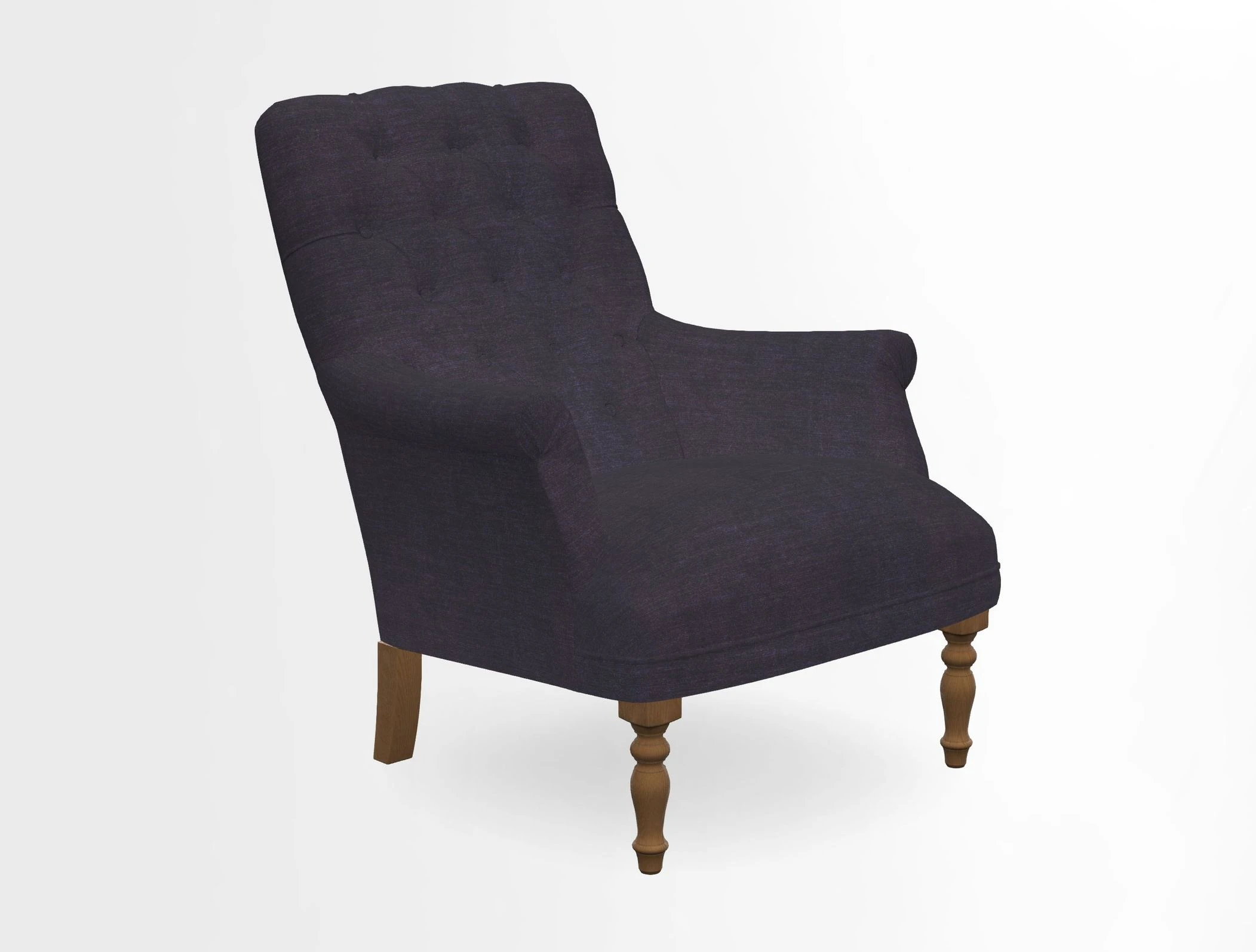Snape Button Back chair in Spill Resistant V&A Bird & Rabbit Dark Green and Cube footstool in Spill Resistant RHS Etta's Stripe Ink