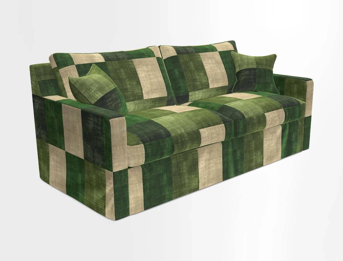 Stopham Sofa Bed in Romo Linara Shingle, seat in Designer's Guild Florian Corn