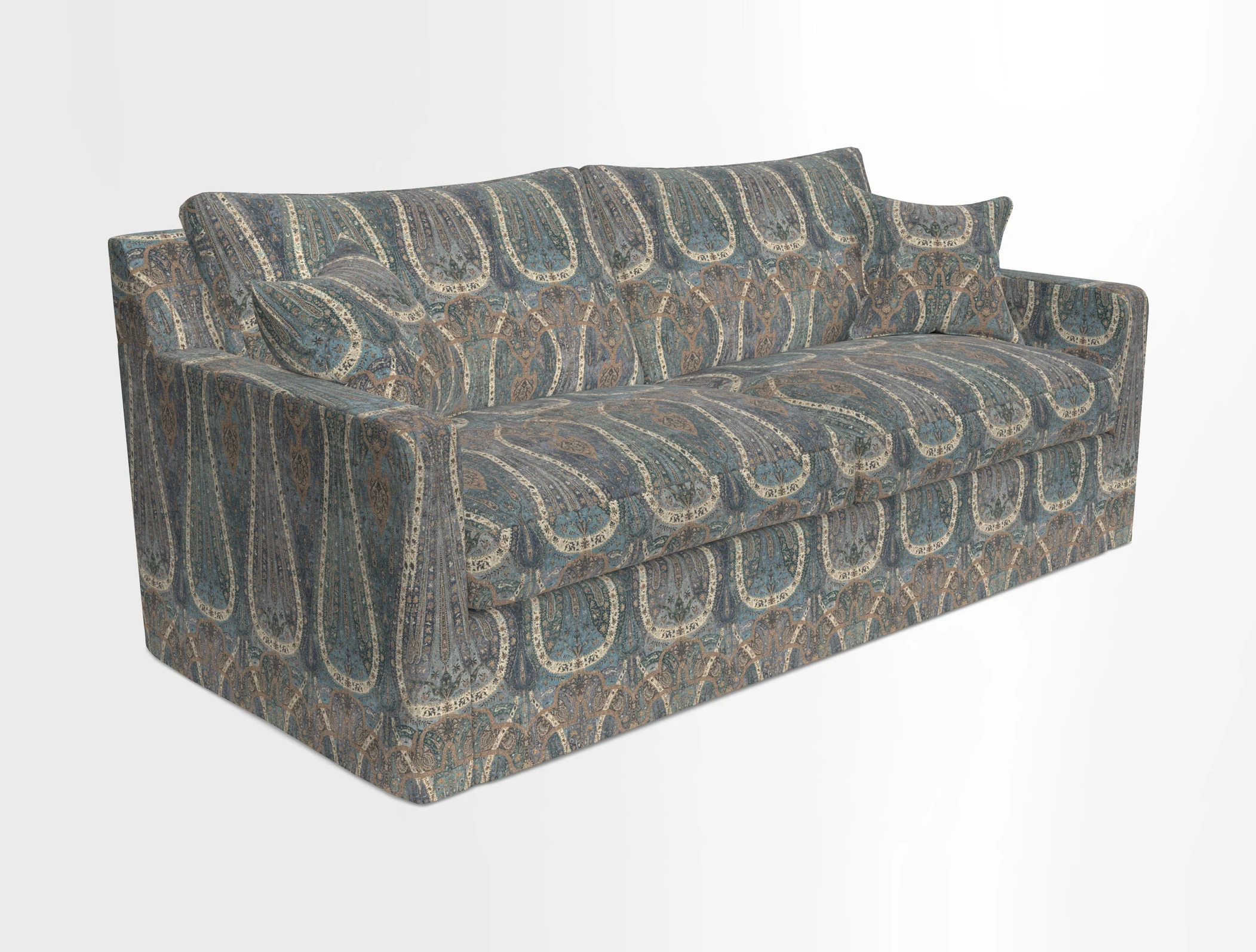 Stopham Sofa Bed in Romo Linara Shingle, seat in Designer's Guild Florian Corn