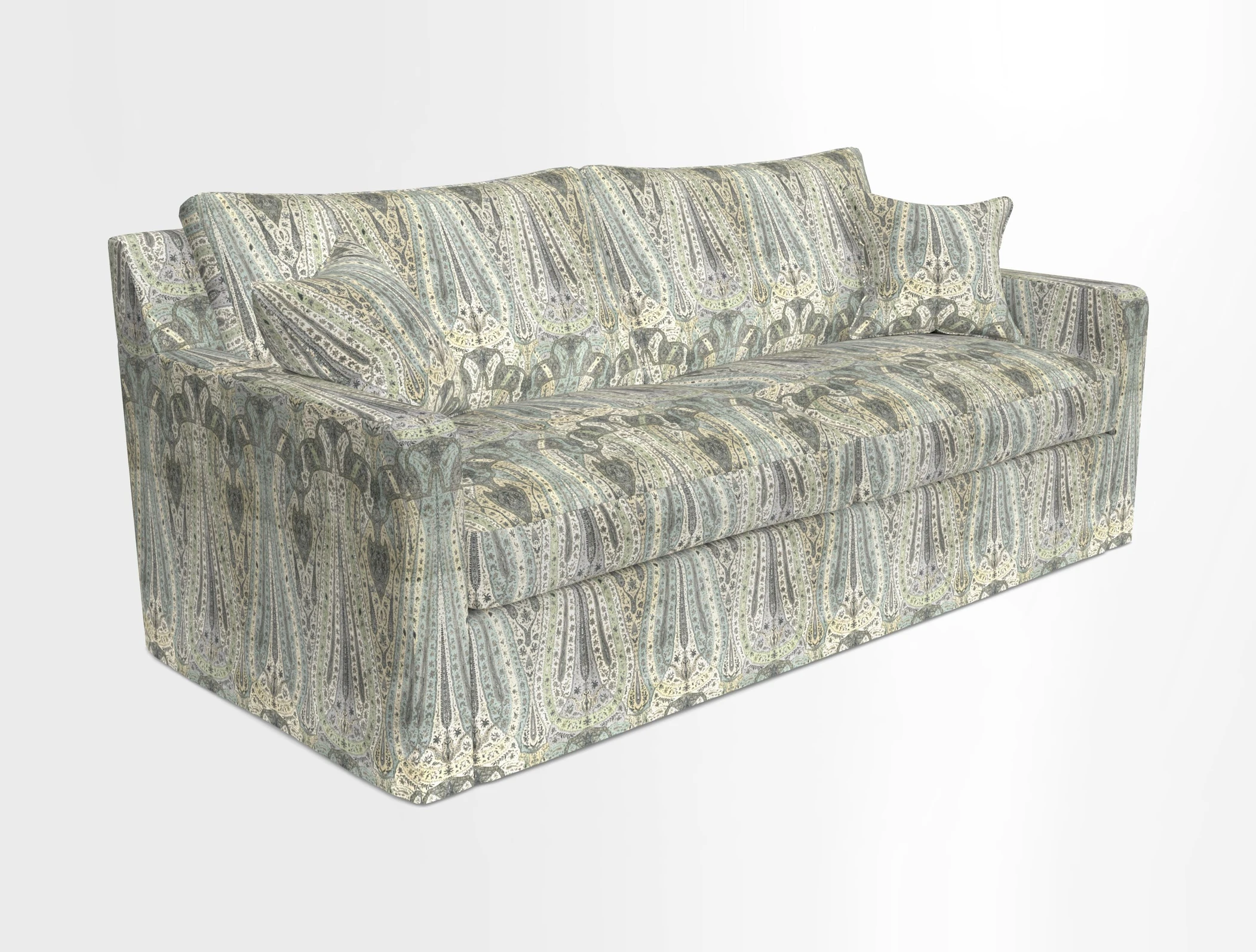 Stopham Sofa Bed in Romo Linara Shingle, seat in Designer's Guild Florian Corn