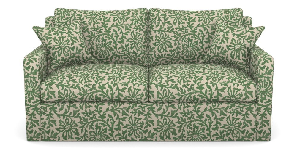 Product photograph of Stopham Sofa Bed 2 5 Seater Sofa Bed In V A Brompton Collection - Floral Scroll - Basil from Sofas and Stuff Limited