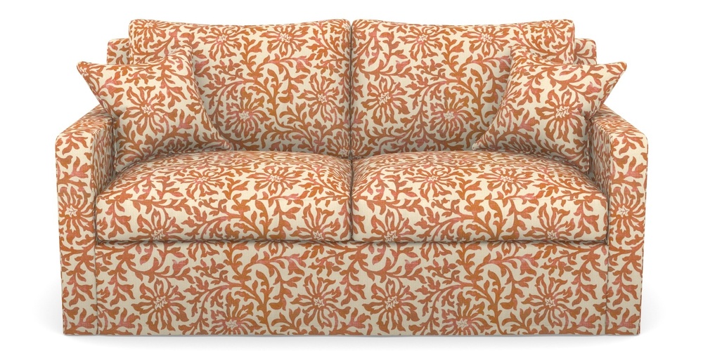 Product photograph of Stopham Sofa Bed 2 5 Seater Sofa Bed In V A Brompton Collection - Floral Scroll - Terracotta from Sofas and Stuff Limited