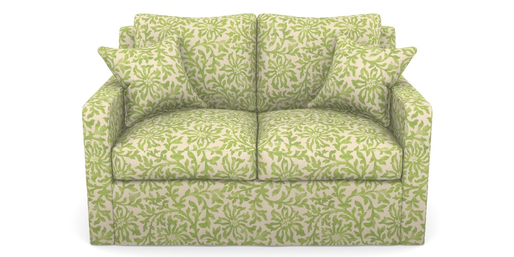 Product photograph of Stopham Sofa Bed 2 Seater Sofa Bed In V A Brompton Collection - Floral Scroll - Lime from Sofas and Stuff Limited