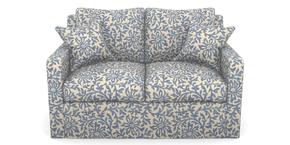 Product photograph of Stopham Sofa Bed 2 Seater Sofa Bed In V A Brompton Collection - Floral Scroll - Morning Blue from Sofas and Stuff Limited