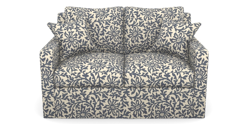 Product photograph of Stopham Sofa Bed 2 Seater Sofa Bed In V A Brompton Collection - Floral Scroll - Midnight Blue from Sofas and Stuff Limited