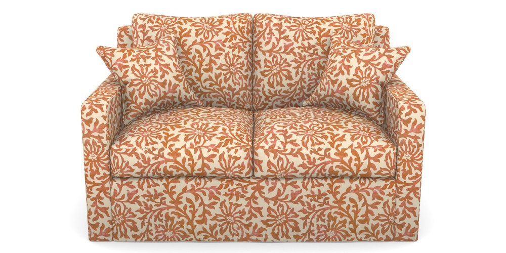 Product photograph of Stopham Sofa Bed 2 Seater Sofa Bed In V A Brompton Collection - Floral Scroll - Terracotta from Sofas and Stuff Limited