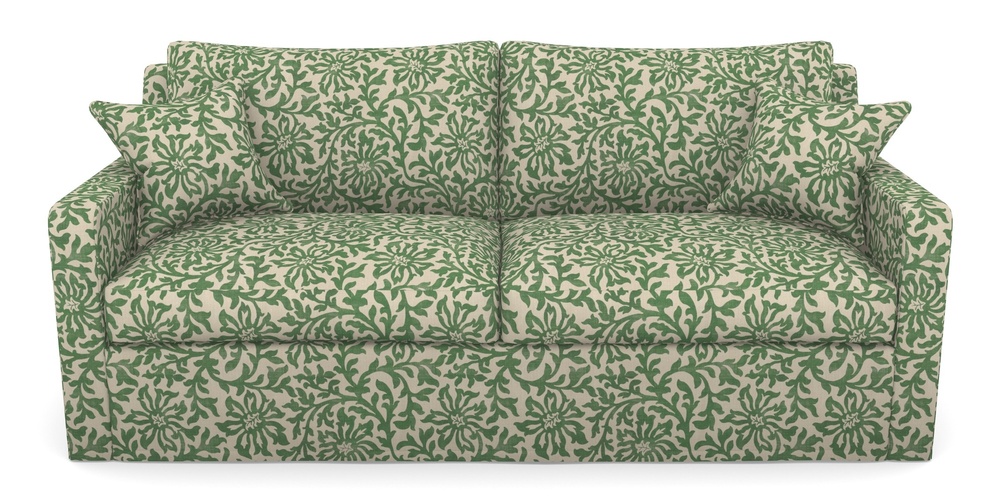 Product photograph of Stopham Sofa Bed 3 Seater Sofa Bed In V A Brompton Collection - Floral Scroll - Basil from Sofas and Stuff Limited