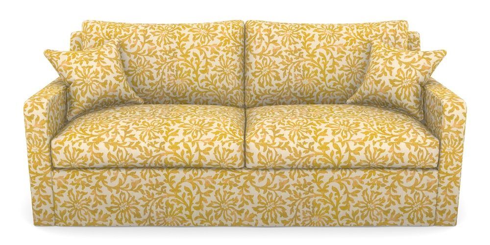 Product photograph of Stopham Sofa Bed 3 Seater Sofa Bed In V A Brompton Collection - Floral Scroll - Corn from Sofas and Stuff Limited