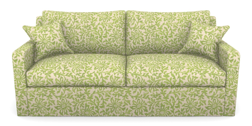 Product photograph of Stopham Sofa Bed 3 Seater Sofa Bed In V A Brompton Collection - Floral Scroll - Lime from Sofas and Stuff Limited