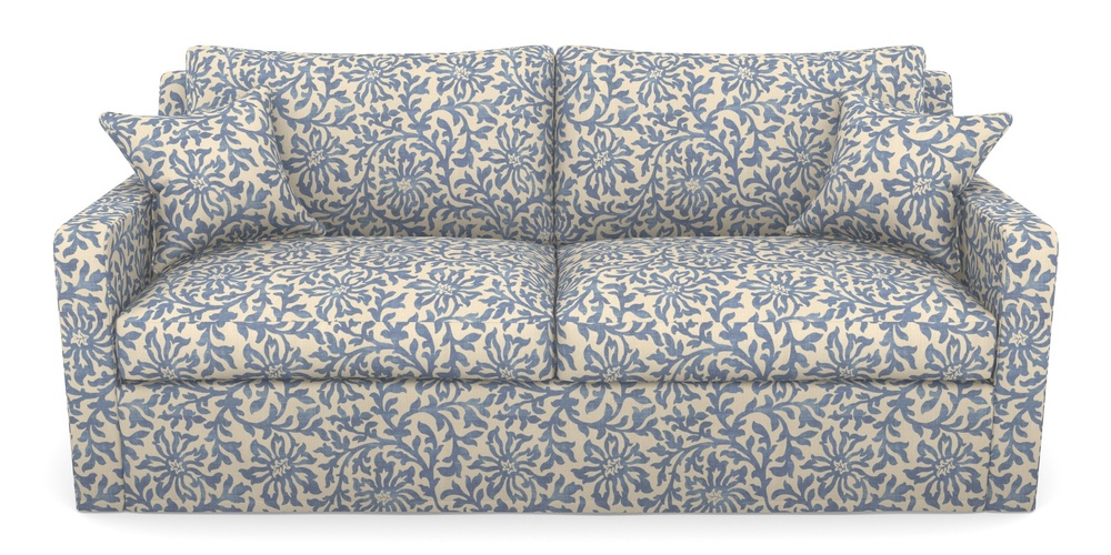 Product photograph of Stopham Sofa Bed 3 Seater Sofa Bed In V A Brompton Collection - Floral Scroll - Morning Blue from Sofas and Stuff Limited