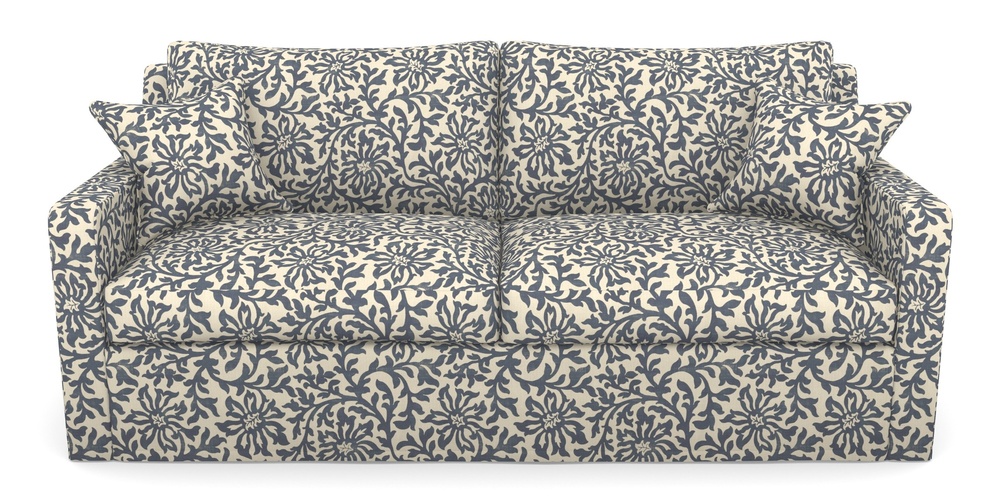 Product photograph of Stopham Sofa Bed 3 Seater Sofa Bed In V A Brompton Collection - Floral Scroll - Midnight Blue from Sofas and Stuff Limited