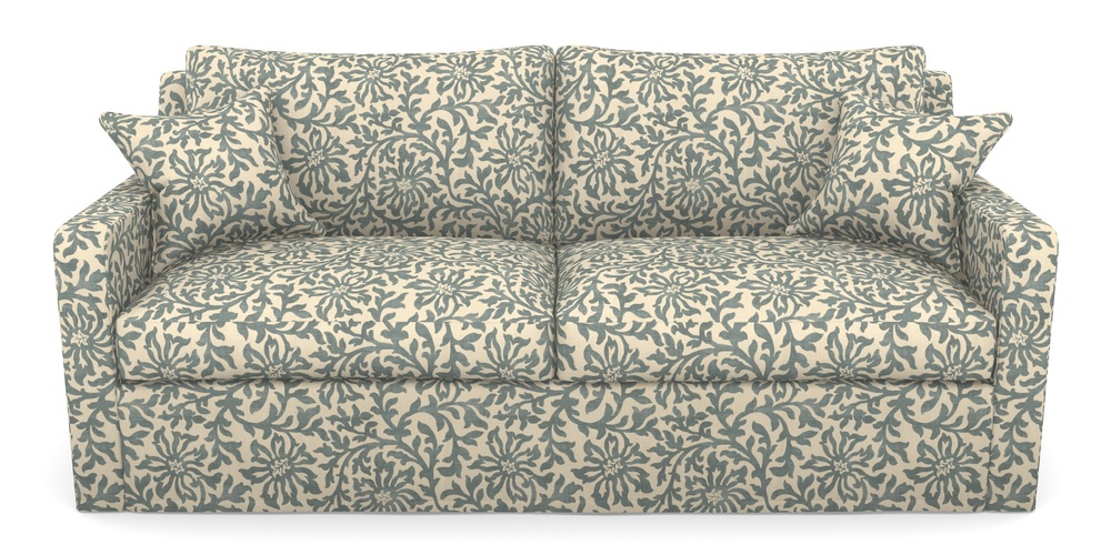 Product photograph of Stopham Sofa Bed 3 Seater Sofa Bed In V A Brompton Collection - Floral Scroll - Pebble from Sofas and Stuff Limited