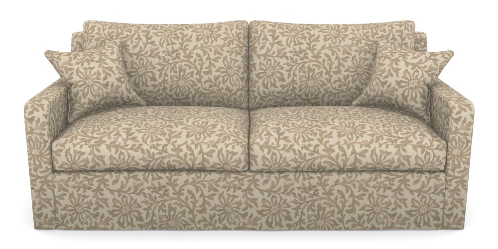 Product photograph of Stopham Sofa Bed 3 Seater Sofa Bed In V A Brompton Collection - Floral Scroll - Assam Tea from Sofas and Stuff Limited