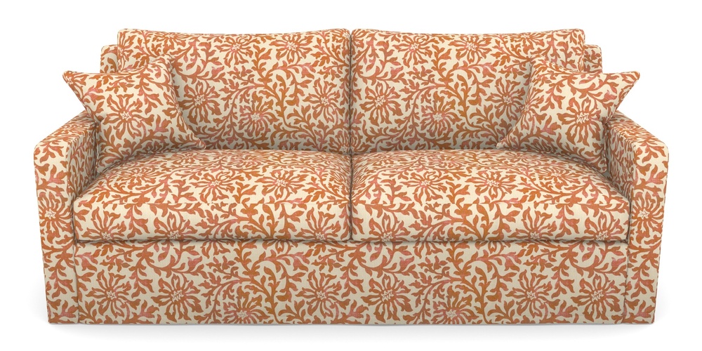 Product photograph of Stopham Sofa Bed 3 Seater Sofa Bed In V A Brompton Collection - Floral Scroll - Terracotta from Sofas and Stuff Limited