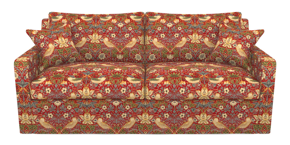 Product photograph of Stopham Sofa Bed 3 Seater Sofa Bed In William Morris Collection - Strawberry Thief - Crimson Slate from Sofas and Stuff Limited