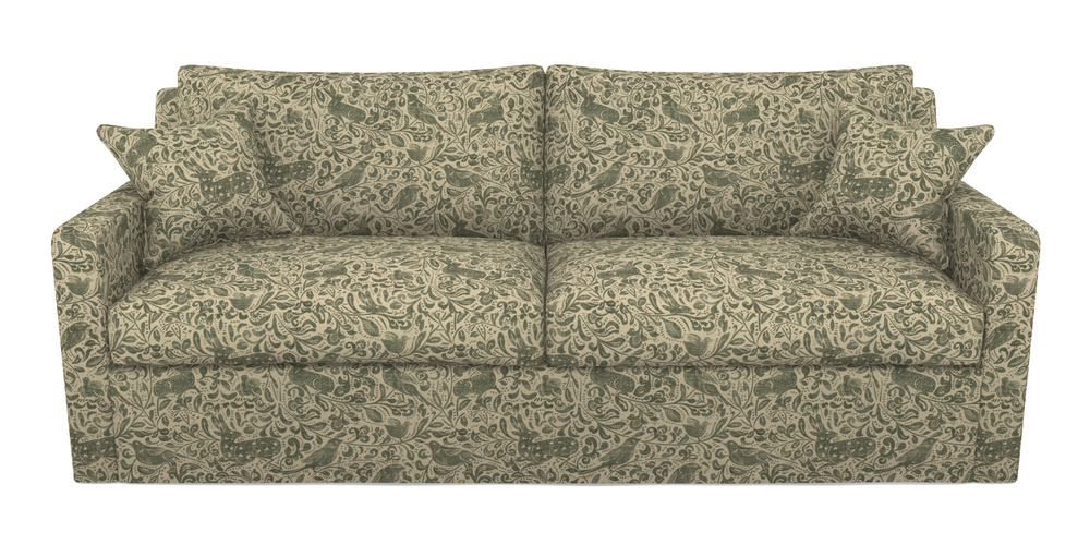 Product photograph of Stopham Sofa Bed 4 Seater Sofa Bed In V A Drawn From Nature - Bird And Rabbit - Dark Green from Sofas and Stuff Limited