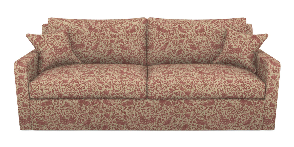 Product photograph of Stopham Sofa Bed 4 Seater Sofa Bed In V A Drawn From Nature - Bird And Rabbit - Red from Sofas and Stuff Limited