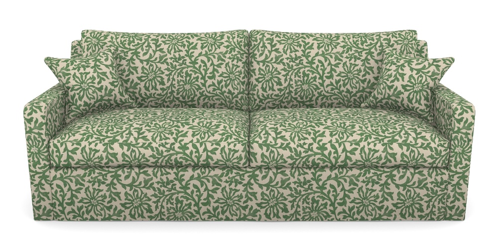 Product photograph of Stopham Sofa Bed 4 Seater Sofa Bed In V A Brompton Collection - Floral Scroll - Basil from Sofas and Stuff Limited