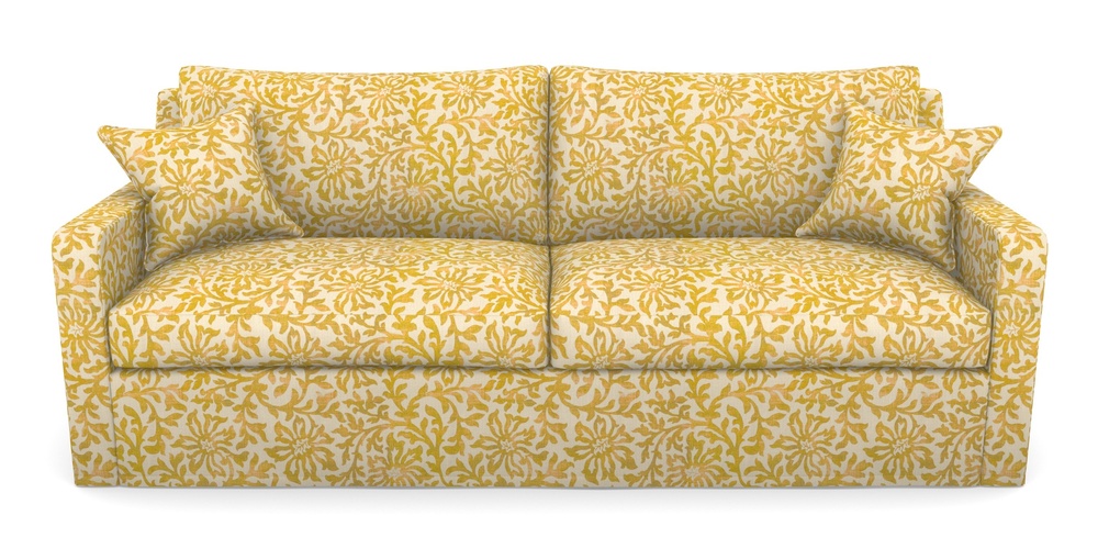 Product photograph of Stopham Sofa Bed 4 Seater Sofa Bed In V A Brompton Collection - Floral Scroll - Corn from Sofas and Stuff Limited