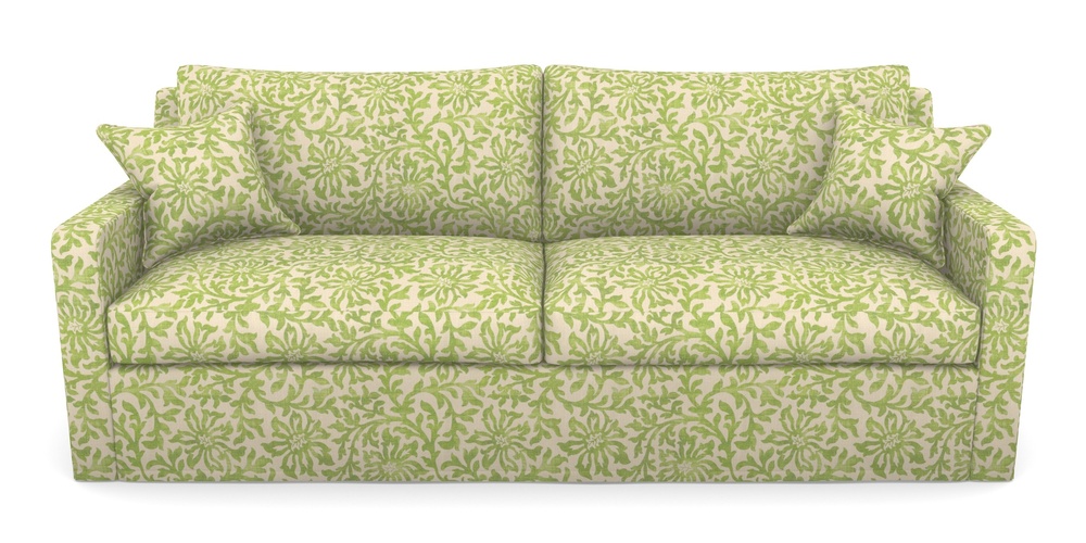 Product photograph of Stopham Sofa Bed 4 Seater Sofa Bed In V A Brompton Collection - Floral Scroll - Lime from Sofas and Stuff Limited