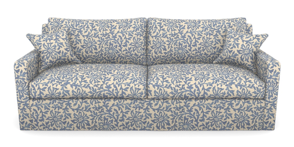Product photograph of Stopham Sofa Bed 4 Seater Sofa Bed In V A Brompton Collection - Floral Scroll - Morning Blue from Sofas and Stuff Limited