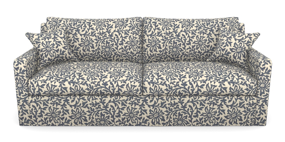Product photograph of Stopham Sofa Bed 4 Seater Sofa Bed In V A Brompton Collection - Floral Scroll - Midnight Blue from Sofas and Stuff Limited