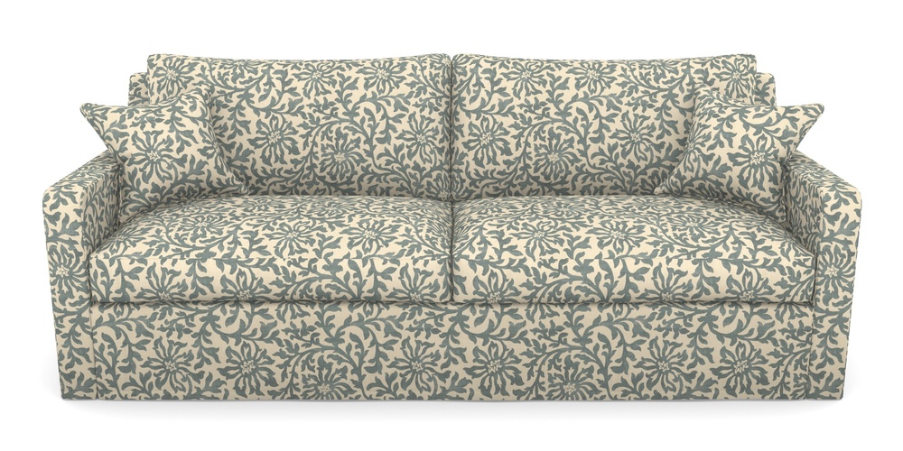 Product photograph of Stopham Sofa Bed 4 Seater Sofa Bed In V A Brompton Collection - Floral Scroll - Pebble from Sofas and Stuff Limited