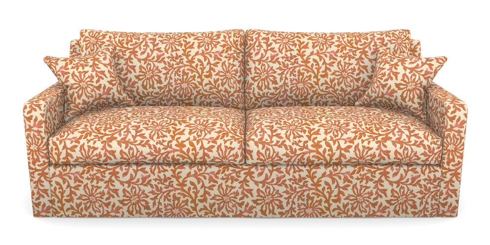 Product photograph of Stopham Sofa Bed 4 Seater Sofa Bed In V A Brompton Collection - Floral Scroll - Terracotta from Sofas and Stuff Limited