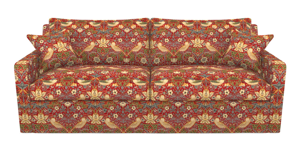 Product photograph of Stopham Sofa Bed 4 Seater Sofa Bed In William Morris Collection - Strawberry Thief - Crimson Slate from Sofas and Stuff Limited