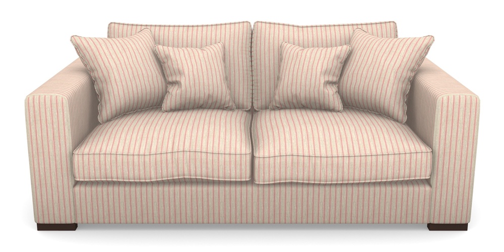 Product photograph of Stourhead 3 Seater Sofa In Cloth 18 Stripes - Ticking - Cranberry from Sofas and Stuff Limited