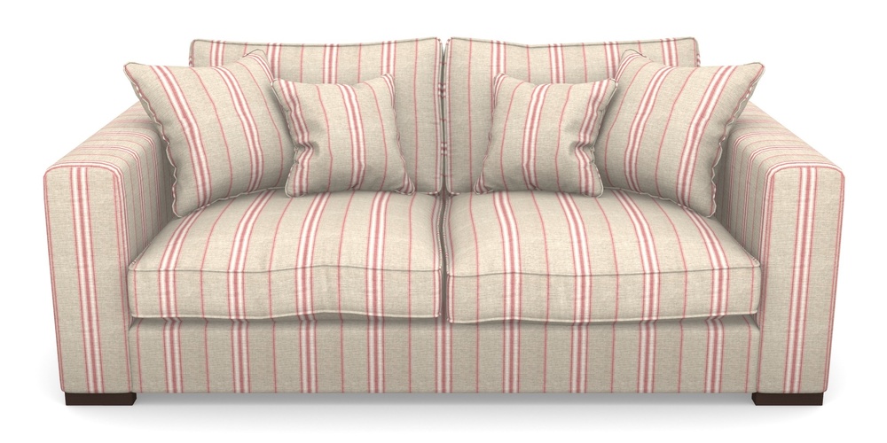 Product photograph of Stourhead 3 Seater Sofa In Cloth 18 Stripes - Regimental - Cranberry from Sofas and Stuff Limited