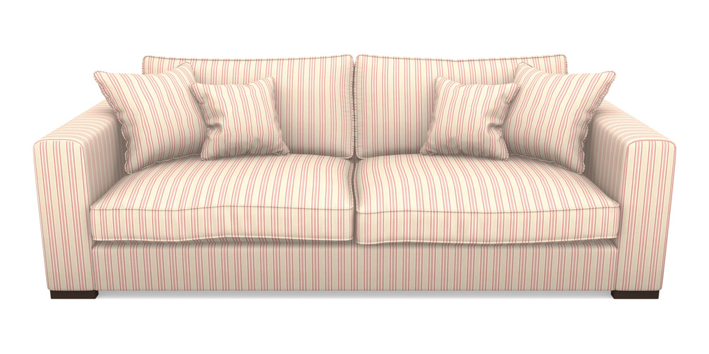 Product photograph of Stourhead 4 Seater Sofa In Cloth 22 - Racing Stripes Ayr - Cherry from Sofas and Stuff Limited