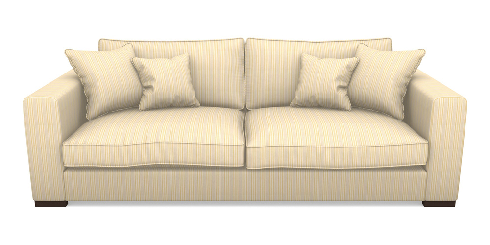 Product photograph of Stourhead 4 Seater Sofa In Cloth 22 - Racing Stripes Ayr - Lemon from Sofas and Stuff Limited