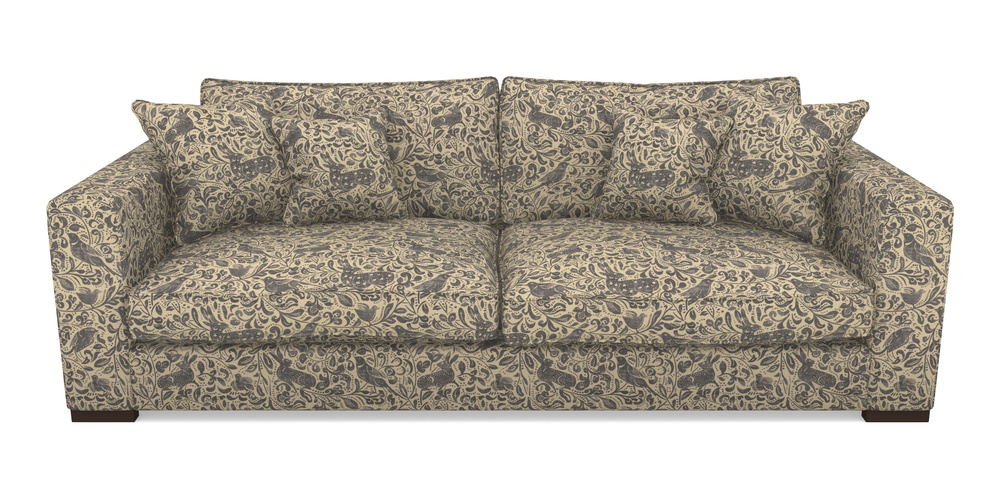 Product photograph of Stourhead 4 Seater Sofa In V A Drawn From Nature - Bird And Rabbit - Navy from Sofas and Stuff Limited