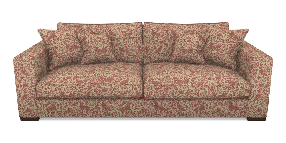 Product photograph of Stourhead 4 Seater Sofa In V A Drawn From Nature - Bird And Rabbit - Red from Sofas and Stuff Limited