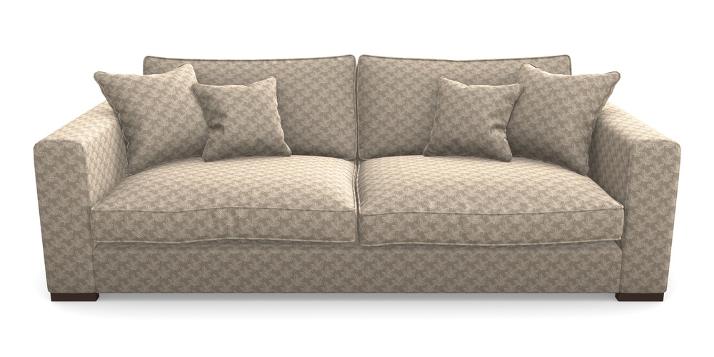 Product photograph of Stourhead 4 Seater Sofa In Cloth 21 - Decorative Leaf - Beech from Sofas and Stuff Limited