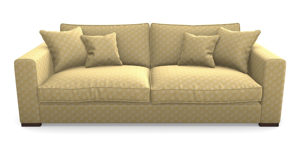 Product photograph of Stourhead 4 Seater Sofa In Cloth 21 - Decorative Leaf - Canary from Sofas and Stuff Limited