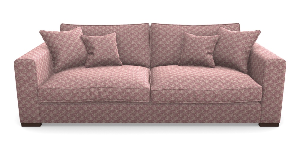 Product photograph of Stourhead 4 Seater Sofa In Cloth 21 - Decorative Leaf - Cassis from Sofas and Stuff Limited