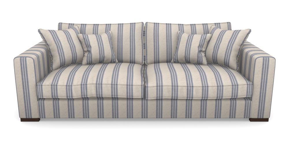 Product photograph of Stourhead 4 Seater Sofa In Cloth 18 Stripes - Bengal - Indigo from Sofas and Stuff Limited