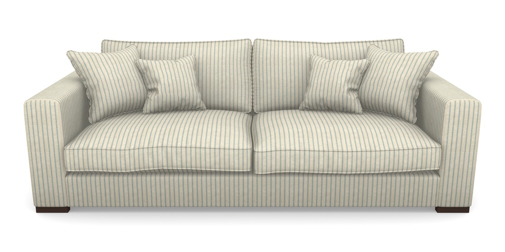 Product photograph of Stourhead 4 Seater Sofa In Cloth 18 Stripes - Ticking - Basil from Sofas and Stuff Limited