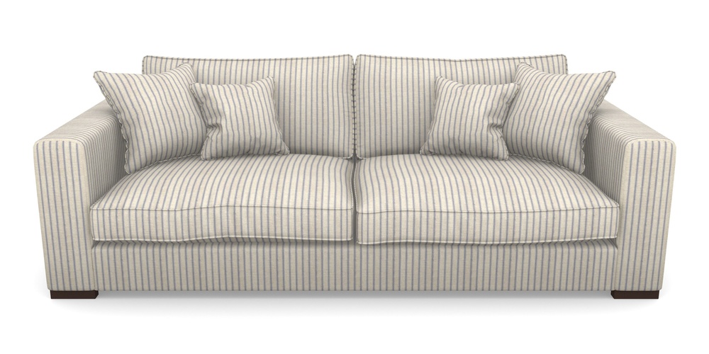 Product photograph of Stourhead 4 Seater Sofa In Cloth 18 Stripes - Ticking - Indigo from Sofas and Stuff Limited