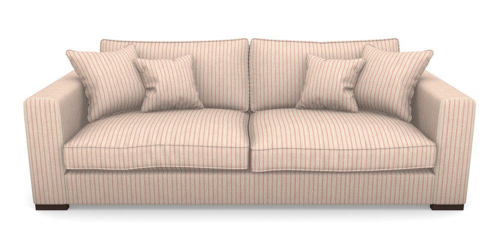 Product photograph of Stourhead 4 Seater Sofa In Cloth 18 Stripes - Ticking - Cranberry from Sofas and Stuff Limited