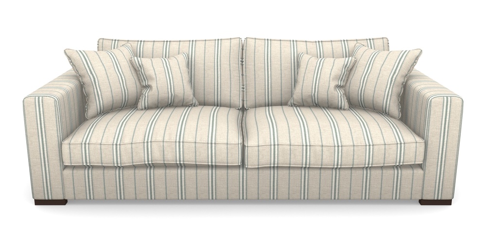 Product photograph of Stourhead 4 Seater Sofa In Cloth 18 Stripes - Regimental - Basil from Sofas and Stuff Limited