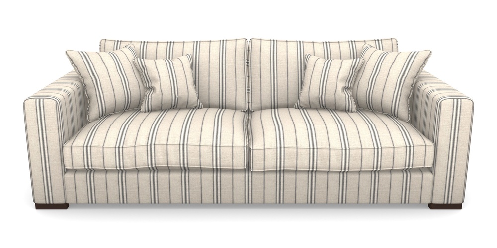 Product photograph of Stourhead 4 Seater Sofa In Cloth 18 Stripes - Regimental - Bible Black from Sofas and Stuff Limited