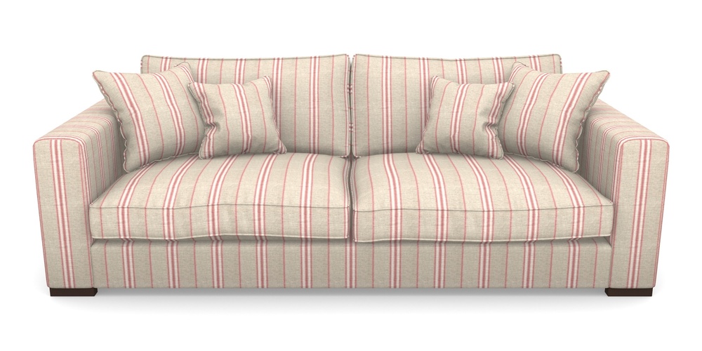 Product photograph of Stourhead 4 Seater Sofa In Cloth 18 Stripes - Regimental - Cranberry from Sofas and Stuff Limited