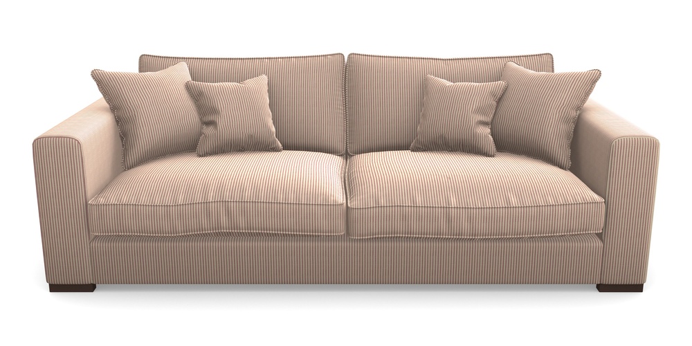 Product photograph of Stourhead 4 Seater Sofa In Cloth 21 - Simple Stripe - Cassis from Sofas and Stuff Limited