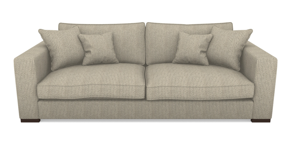 Product photograph of Stourhead 4 Seater Sofa In Cloth 20 - Design 5 - Black Stripe from Sofas and Stuff Limited